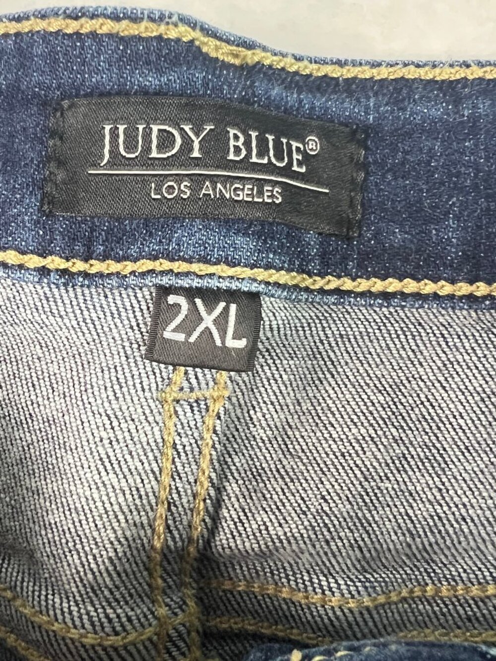 Judy Blue Jean Short Women Plus 35* High Rise Blue Stretch Denim Jorts Tag 2XL - Picture 4 of 15